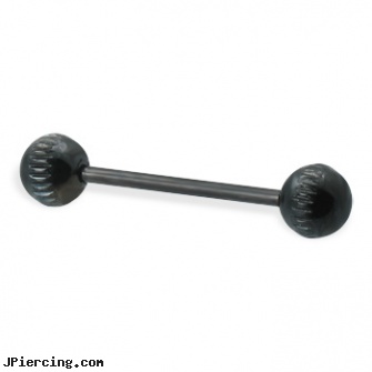 Black notched ball straight barbell, 16 ga, piercing jewelry black, black body jewelry, black body piercing jewelery, captive ball, adult cock and ball rings