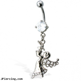Christmas Angel Belly Button Ring, christmas belly rings, christmas belly button rings, christmas body jewelry, tongue rings angel, belly button piercing los angeles