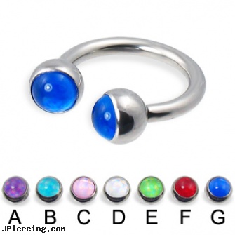 Circular barbell with hologram balls, 12 ga, body jewelry guage circular, 16 ga circular barbell body jewelery, nipple rings non piercing circular slip on, tips for putting in tongue barbell, gemstone belly button barbells