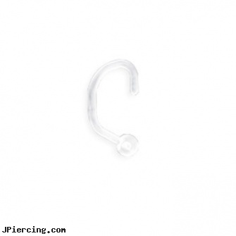 Clear Nose Screw / Nostril Piercing Retainer With Ball, 18 Ga, clear nose rings, clearance body jewelry, clear tongue rings, 16 gauge nose screws and studs, nose ring care