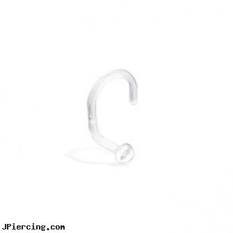 Clear Nose Screw / Nostril Piercing Retainer With Dome, 18 Ga, clearance body jewelry, clear tongue rings, clearance tongue rings, ring on bulls nose, cheap nose rings