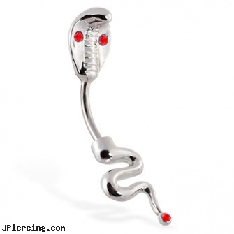 Cobra Belly Button Ring, clear belly button ring, where can find information on belly button piercing, superman belly ring, bellybutton percings, custom metal cock ring