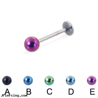 Colored ball labret, 18 ga, ear piercing flesh colored hider jewlrey, colored heavy gauge tongue barbells, ear piercing flesh colored hider jewlery, blinking koosh ball belly ring, cock and ball testicle piercing torture