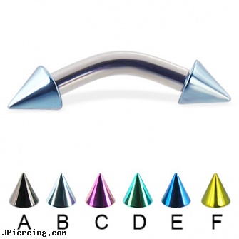 Colored cone curved barbell, 10 ga, ear piercing flesh colored hider jewlrey, flesh colored nose ring, colored nipple barbells, silicone cock rings, helix cone