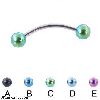 Curved barbell with colored balls, 16 ga, 14g curved spike eyebrow ring, curved earrings screw balls, body jewelry curved nose bones, rhinestone belly button barbells, straight barbell clear retainer