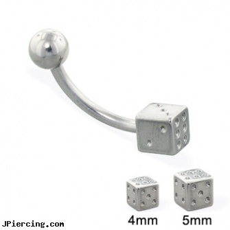 Die and ball curved barbell, 14 ga, barbell balls, mm eyebrow balls, flashing labret ball, 14 gauge curved barbell, curved labret rings