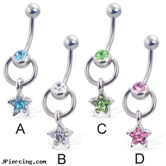 Door knocker belly button ring with dangling jeweled star, cock ring man next door stories, piercing door lip, belly buttons navel piercings, belly body jewlery, belly dance coin jewelry