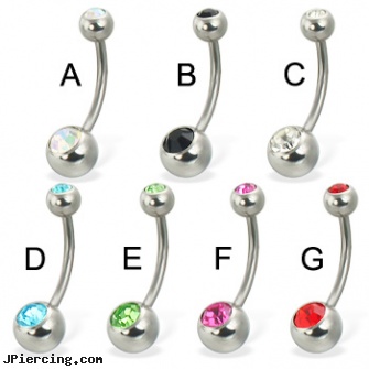Double jeweled belly button ring, 16 ga, double captive ring body jewelry, double industrial ear piercings, double lobe peircing, jeweled labrets, 18g jeweled labrets