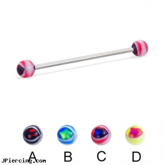 Eye ball long barbell (industrial barbell), 14 ga, captive ball, blinking koosh ball belly ring, cock and ball piercing, how long before removing earrings after first ear piercing, how long does it take for tongue piercing to heal