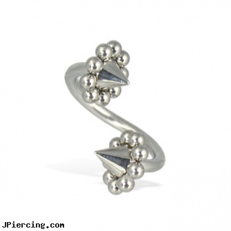 Flower cone spiral barbell, 14 ga, flower belly ring, flower fishtail labret, flower pics, helix cone, silicone cock rings