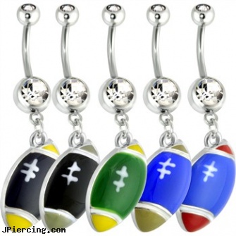 Football Belly Ring, navel rings football, collegiate belly rings, charms for captive belly rings, teen belly rings sexy tits, navel ring overnight shipping