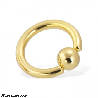 Gold Tone Captive Bead Ring, 10 Ga, 14kt gold navel jewelry jewelry deep, gold cock ring, real gold nose rings from india, tombstone body jewelery, belly button jewelry birthstone