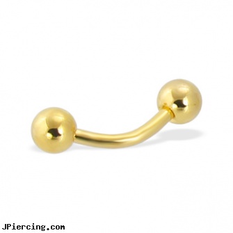 Gold Tone curved barbell, 14 ga, gold piercing, peircing prices goldsboro, 14k gold captive bead ring, stone cock ring, tombstone body jewelery