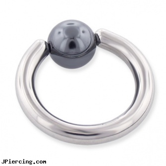 Hematite ball captive bead ring, 10 ga, hematite tongue ring, ball belly ring, cock and ball testicle piercing torture, navel ring balls replacement, captive bell non piercing