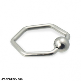 Hexagon captive bead ring, 14 ga, captive segment cock rings, captive bell non piercing, captive ring balls, body and jewelry and captive and beads, replacement beads body piercings