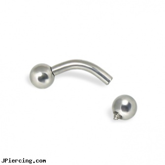 Internally threaded curved barbell, 14 ga, internally threaded body piercing jewelry, belly ring titanium internally threaded, internally threaded body jewelry, threaded ring nipple, curved tapers stretching