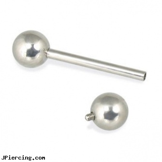 Internally Threaded Titanium Straight Barbell, 16 Ga, belly ring titanium internally threaded, internally threaded straight barbells, internally threaded body jewelry, threaded ring nipple, black titanium labret