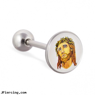 Jesus logo tongue ring, 14 ga, navel rings with logos, dallas cowboys logo nipple ring, tongue rings lips logo, after tongue piercing white coat on tongue, everything should know about tongue piercings