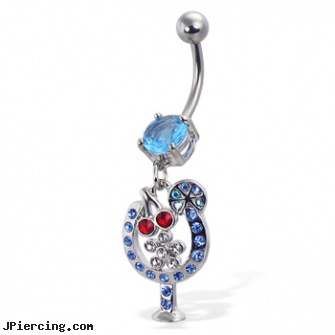 Jeweled cocktail belly button ring, jeweled navel slave rings, jeweled belly rings, gold jeweled labret ring, themed belly button rings, belly shield piercing