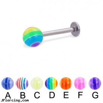Labret with acrylic layered ball, 16 ga, labret air condition units, diamond labrets, labret 16g, acrylic tapers, uv acrylic body jewellery canada