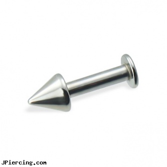 Labret with cone, 10 ga, labret spikes, labret jewlry, labret jewellery, nipple piercing silicone, cone helix