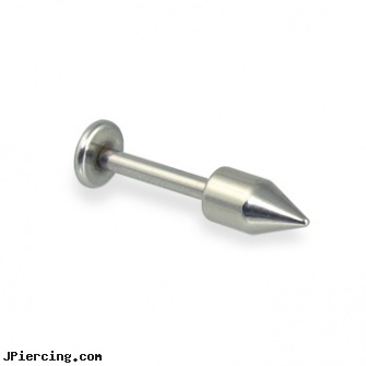 Labret with spike, 14 ga, 16g labret, flat labret piercings, body modification vertical labret, curved spike labret jewlery, 14g curved spike eyebrow ring
