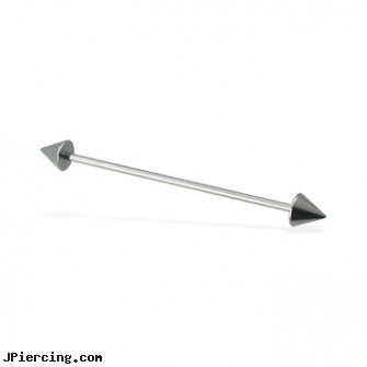 Long Barbell (Industrial Barbell) with Cones, 16 Ga, cock ring prolong ejaculation instruction, long island belly button piercing, how long before regrowing tongue peircing, ireland flag tongue barbell, cheap barbells and tongue rings vibrating