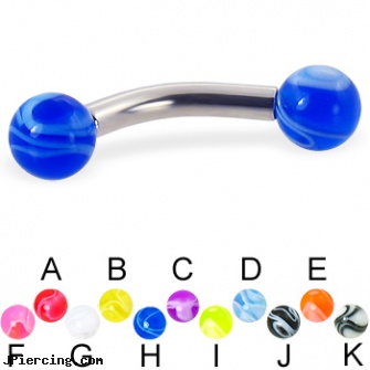 Marble ball curved barbell, 10 ga, baseball belly button rings, adult cock and ball rings, rhinestone dimple ball charm belly ring, labret curved spike, 14 gauge curved barbell