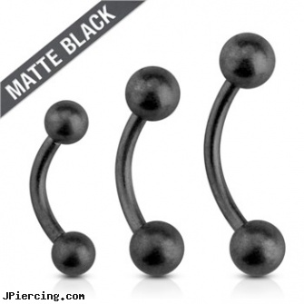 Matte Black Over Surgical Steel Eyebrow Curve Barbell, black studs, black line, black cock, regulations governing ear piercing in illinois, body piercings closing over