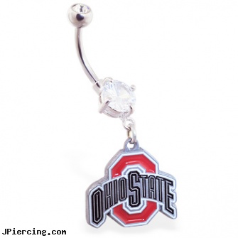 Mspiercing Belly Ring with Official Licensed NCAA Charm, Ohio State Buckeyes, belly button percing, aerosmith belly rings, penis belly ring, penis rings buy, large cock ring