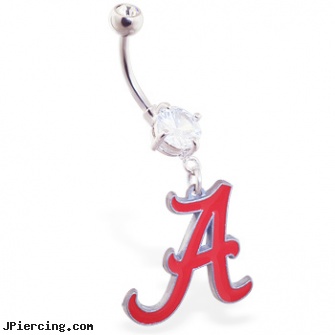 Mspiercing Belly Ring With Official Licensed NCAA Charm, University Of Alabama Crimson Tide, starter belly button rings, matching tongue and belly rings, sexy belly rings, penis rings method, cock ring with hinge