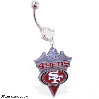 Mspiercing Belly Ring with Official Licensed NFL Charm, San Francisco 49Ers, belly button piercing bullitins, cheap belly rings, belly and piercing and problems, neoprene cock rings, change nose rings