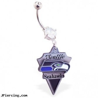 Mspiercing Belly Ring with Official Licensed NFL Charm, Seattle Seahawks, how belly button piercings are done, union jack belly button rings, pierced belly button jewelry, penis rings for erctile dysfunction, stone cock ring