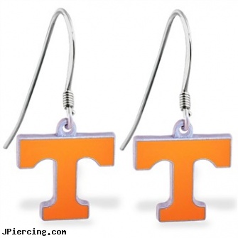 Mspiercing Sterling Silver Earrings With Official Licensed Pewter NCAA Charm, University Of Tennessee Volunteers, sterling silver navel jewelry, disney charms sterling silver, sterling cock ring, adjustable silver cock ring, cartilage earrings for cheap