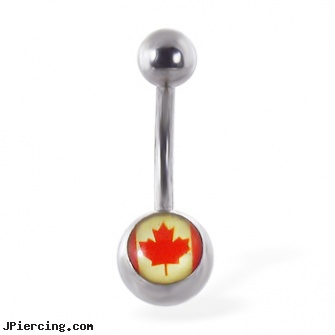 Navel ring with Canadian flag logo, body piercing nipple navel, wholesale navel rings, solid gold navel rings, tongue ring pictures, dress and nipple ring