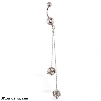 Navel ring with dangling crystal balls on chains, navel piercing infections and treatment, cons to navel piercings, change navel piercing, cock ring with clitorial stimulator, non pierced nipple rings