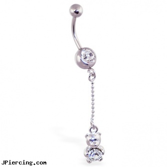 Navel ring with dangling jeweled teddy bear on chain, padlock navel ring, care of navel rings, sexy navel jewelry, men pictures in cock rings, rings