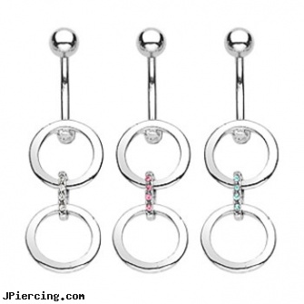 Navel ring with dangling linked circles, do navel peircings hurt, navel piercing prices, piercing navel take it out scar, non piercing nipple rings, non piercing belly button ring