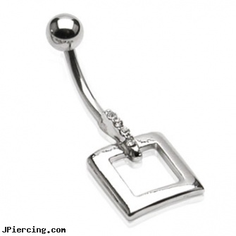 Navel ring with dangling square, navel piercing keloid, diamond navel jewelry, after care for navel piercings, way belly rings, use tongue ring for oral