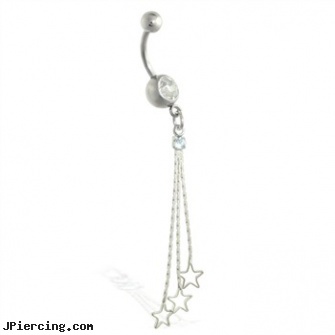 Navel ring with dangling stars on chains, aftercare of navel piercings, navel ring overnight shipping, navel piercing kit, stone cock ring, male climax control penis ring