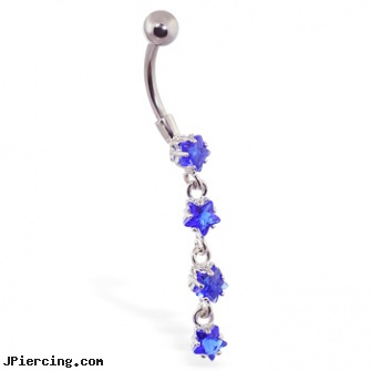 Navel ring with jeweled 4-star dangle, navel shields, novilty navel jewelry, picture of navel piercings, dolphin nipple rings, jelly cock ring clitoral stimulator