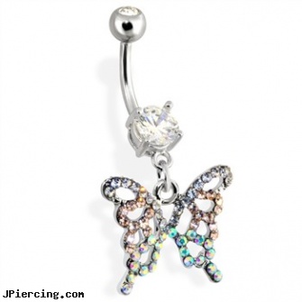 Navel Ring with Paved Butterfly, university of texas navel ring, piercing infection navel, photo of girls navel, lip piercing rings, cock ring and pump
