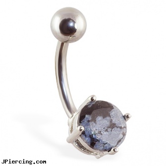Navel Ring with Snow Obsidian Stone, gold navel barbells 8mm, mermaid navel jewelry, navel piercing and hibiclens, scorpion belly ring, mood rings
