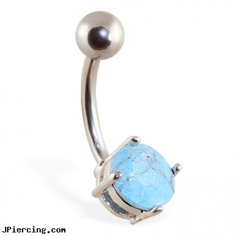 Navel Ring with TurquoiseStone, reverse dangle navel rings, belly button navel rings, bunny head navel jewellery piercing, male climax control penis ring, piglet ring body jewelry
