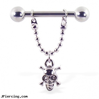 Nipple ring with dangling skull, 12 ga or 14 ga, body and jewelry and nipple, pictures of girls with nipple piercings, sterling silver nipple rings, rocket belly rings, dr woos penis ring