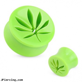 Pair Of Acrylic Saddle Plugs with Pot Leaf Cut-Out, torn penis piercing repair, acrylic bead rings, body jewelry acrylic, acrylic labret, non piercing saddle valve