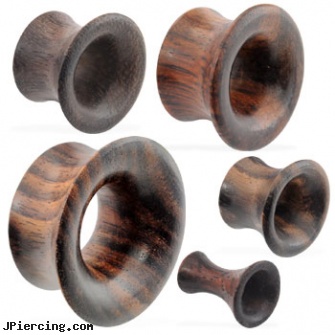 Pair of Organic brown wood tunnel with large flared front, torn penis piercing repair, care of organic body jewelery, organic body jewelry, organic body jewelery, brown penis ring