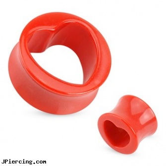 Pair Of Red Acrylic Saddle Plugs, torn penis piercing repair, acrylic bead rings, acrylic rainbow belly ring, acrylic piercing, non piercing saddle valve