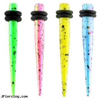 Pair of Splatter Acrylic Tapers, torn penis piercing repair, acrylic piercing, 10 gauge acrylic tapers, acrylic nose studs, tapers