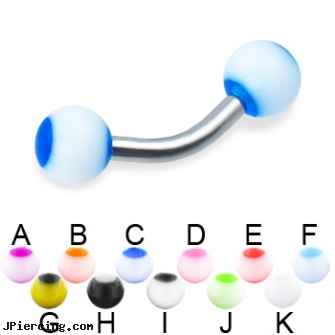 Panda ball curved barbell, 12 ga, balls piercing, body jewelry replacement balls, cock and ball ring, piercings 6mm curved barbell, 14g curved spike eyebrow ring